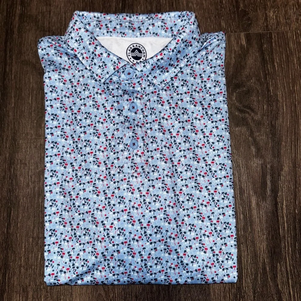 Stylish Blue Floral Polo by Flag & Anthem - Picture 1 of 7